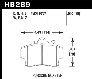 Porsche Cayman Brake Pads - Front - Hawk Performance - HT-10 - `07-`08 Porsche Cayman Brake Pads - Front - Hawk Performance - HT-10 - `07-`08